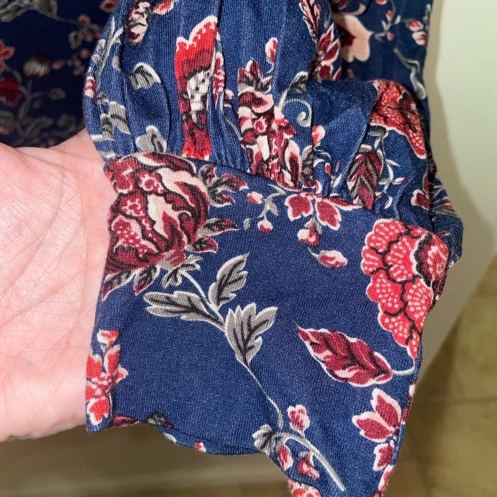 Modcloth Navy Floral Long-Sleeve Blouse - Picture 5 of 6
